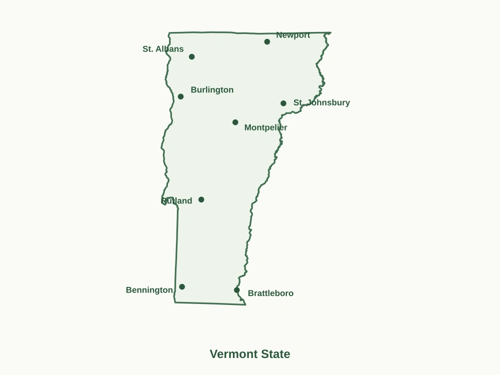 Map of Vermont State showing major cities